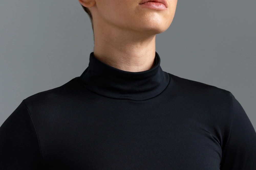 black women's sports running sweatshirt with a stand-up collar