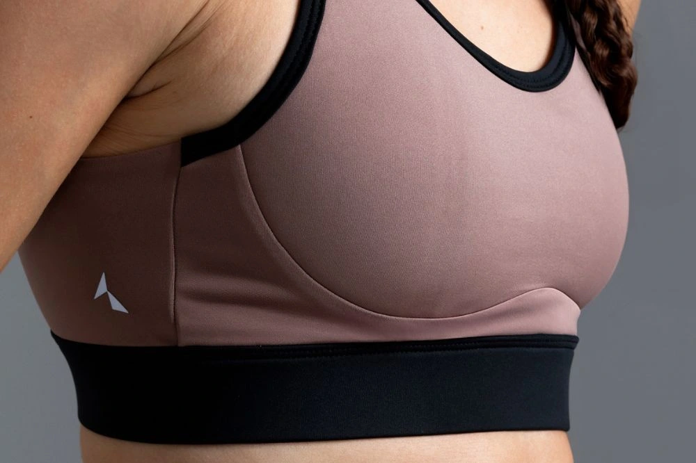 pink high-support running bra