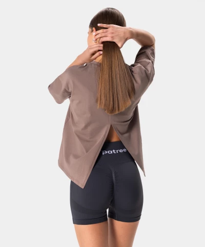 T-shirt with slit on the back brown