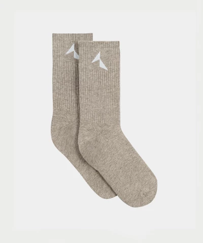 beige high crew sports socks