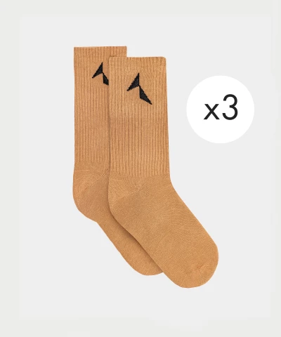 women's socks long beige 3 pack