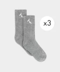 High Crew Socks 3-pack, Grey Melange