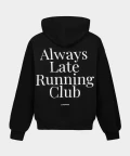 black sweatshirt with lettering on the back