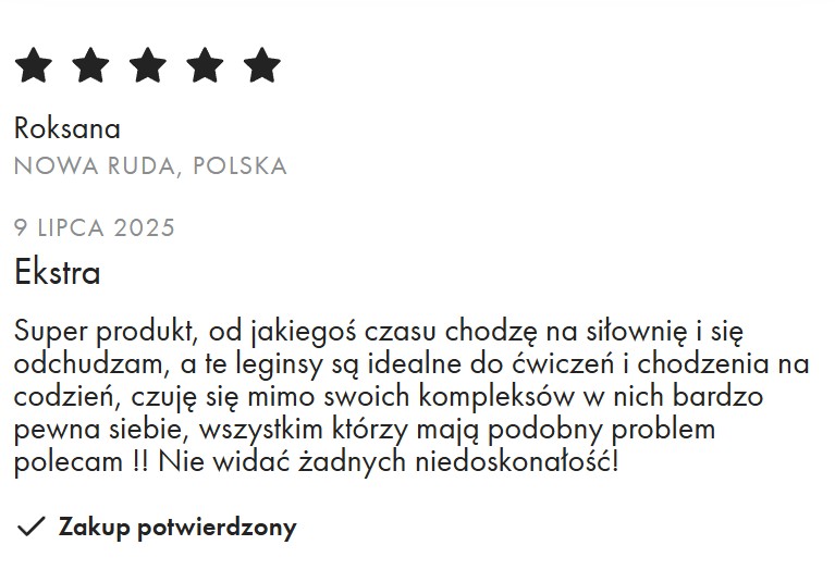 Opinia klientki o legginsach – 5 gwiazdek
