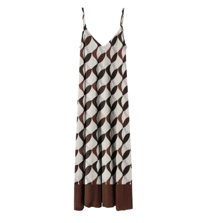 Womens Long Dress Brownie Abstract