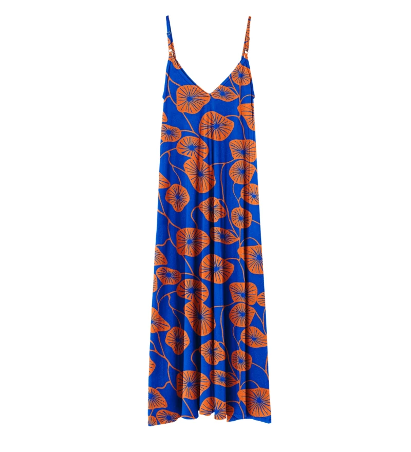 Womens Long Dress Flora Blue