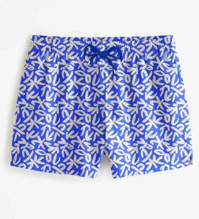 Blue Geometric Swim Shorts