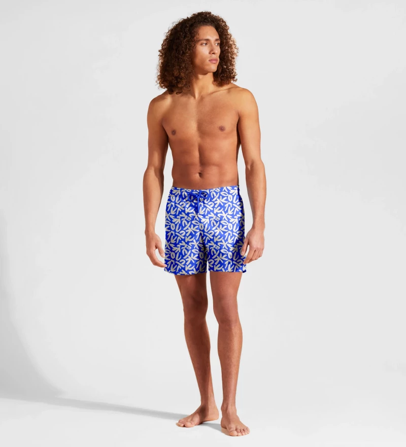 Blue Geometric Swim Shorts