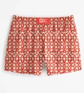 Red Geometric Swim Shorts