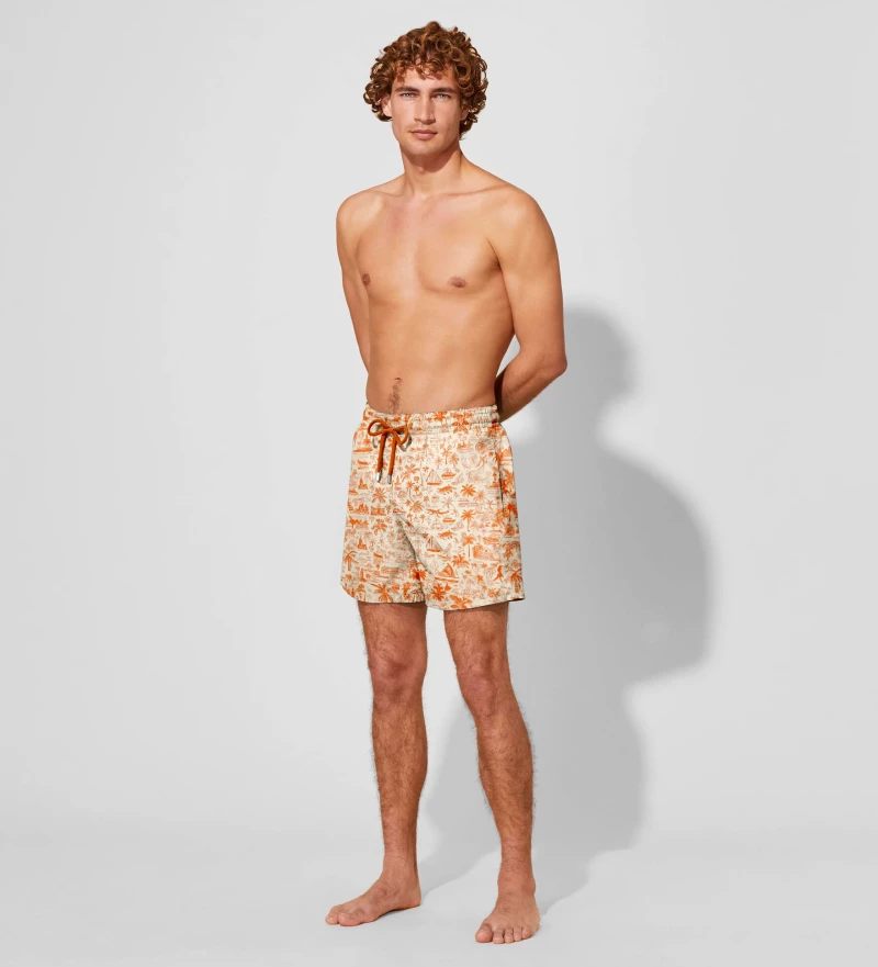 Palm Tree Orange Swim Shorts