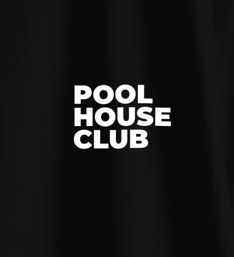 Pool House Club black t-shirt close up