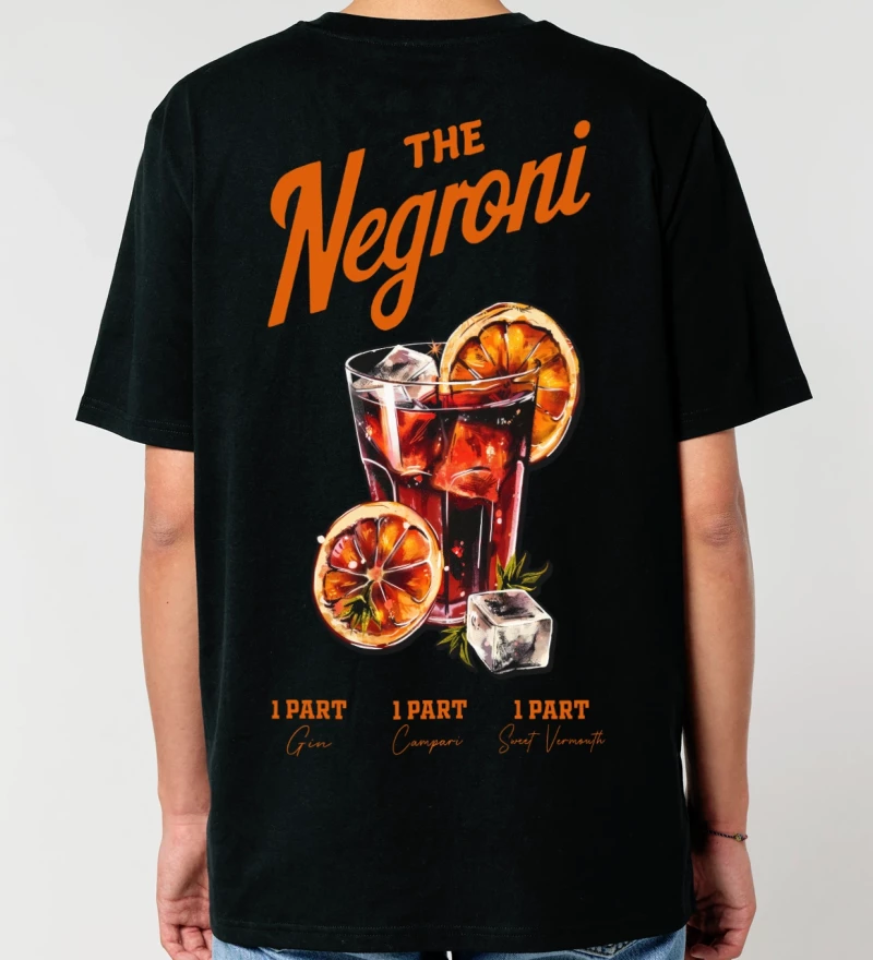 Negroni black mens cotton t-shirt back