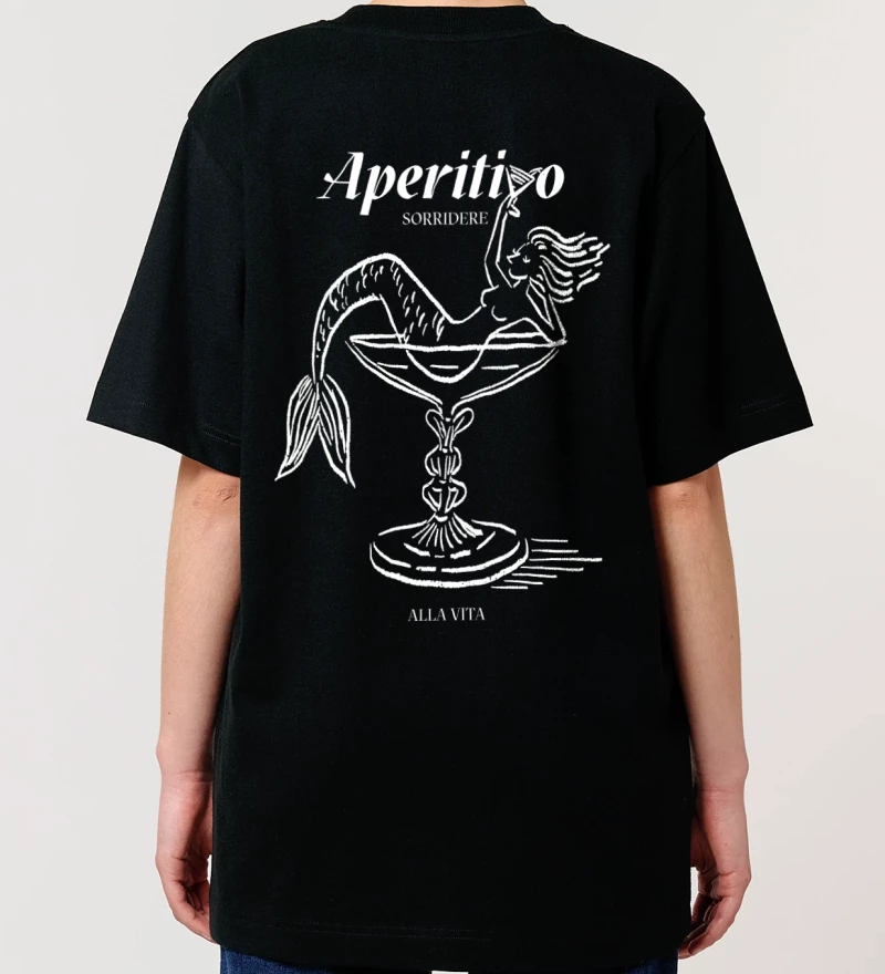 Aperitivo black womens cotton t-shirt back