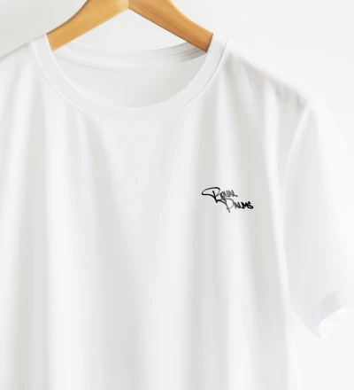 Royal Palms white t-shirt close up