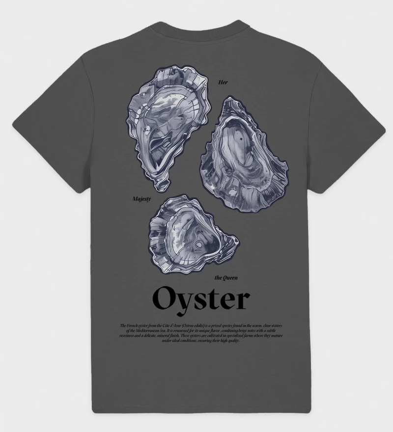 Oyster anthracite cotton t-shirt closeup back