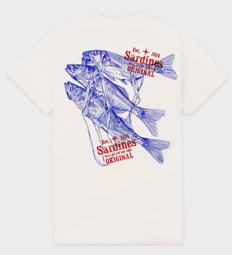 Sardines natural cotton t-shirt back