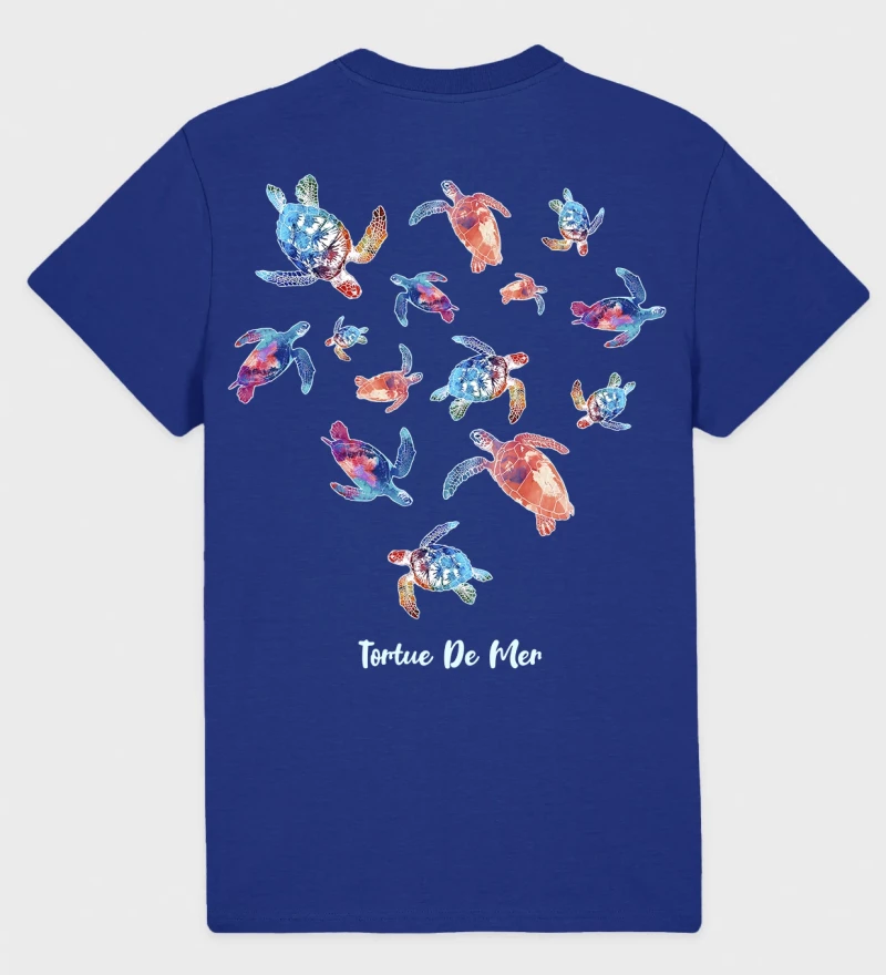 Turtle navy cotton t-shirt back