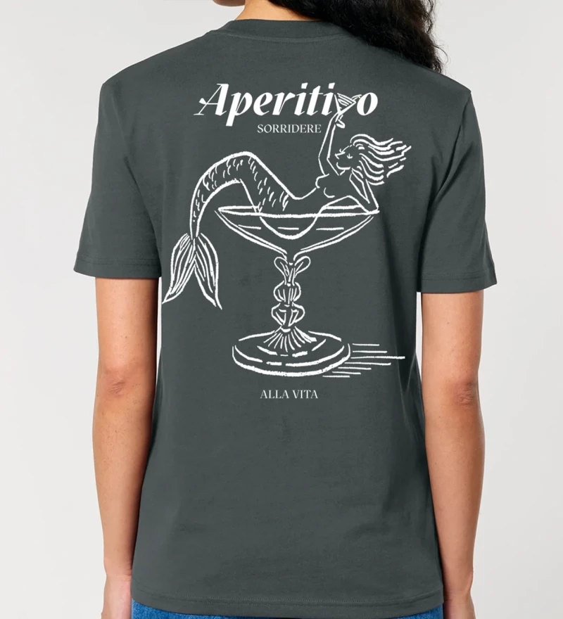 Aperitivo anthracite womens cotton t-shirt back