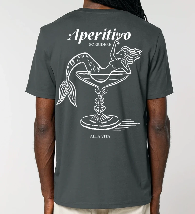 Aperitivo anthracite mens cotton t-shirt back