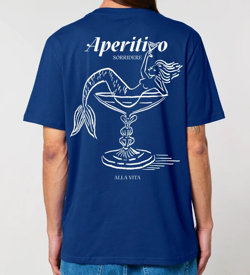 Aperitivo navy mens cotton t-shirt back