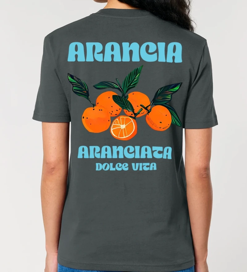 Arancia anthracite womens cotton t-shirt back