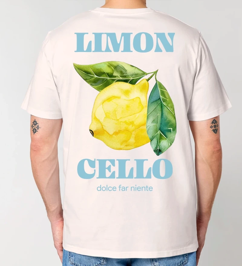 Limoncello natural mens cotton t-shirt back