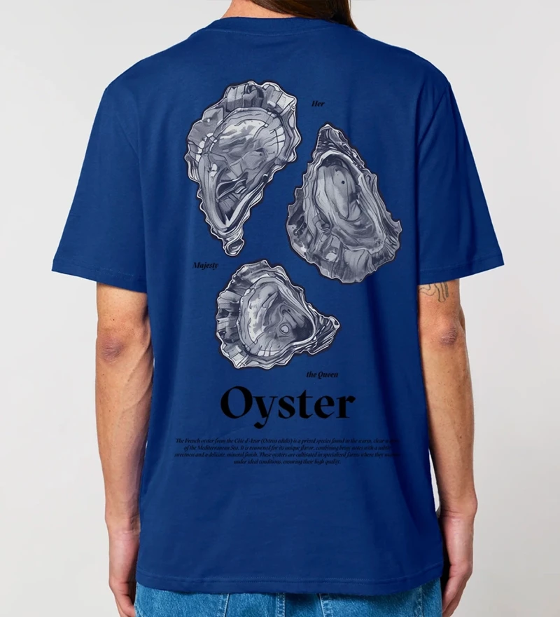 Oyster navy mens cotton t-shirt back