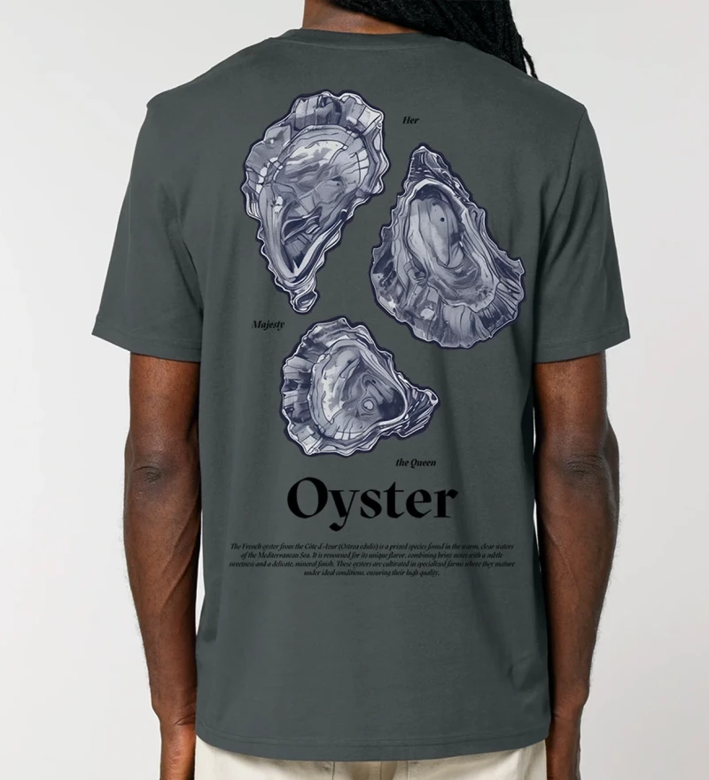 Oyster anthracite mens cotton t-shirt back