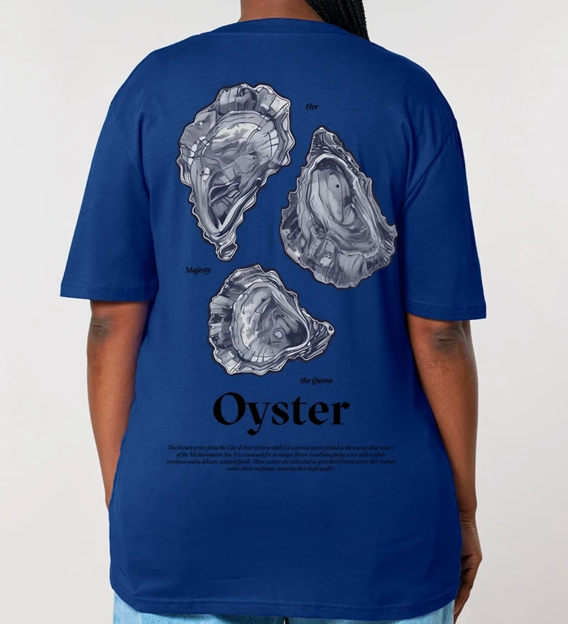 Oyster navy womens cotton t-shirt back