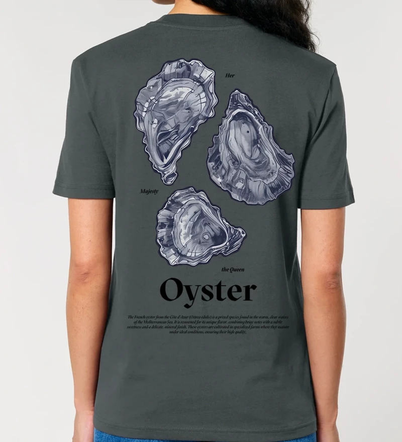 Oyster anthracite womens cotton t-shirt back