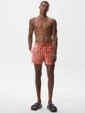 Red Geometric Swim Shorts