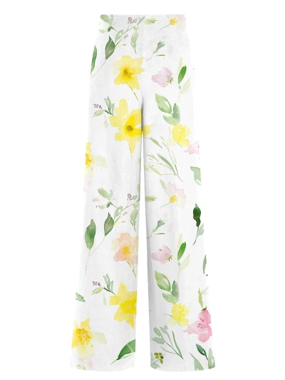 Watercolor Spring Long Loose Pants