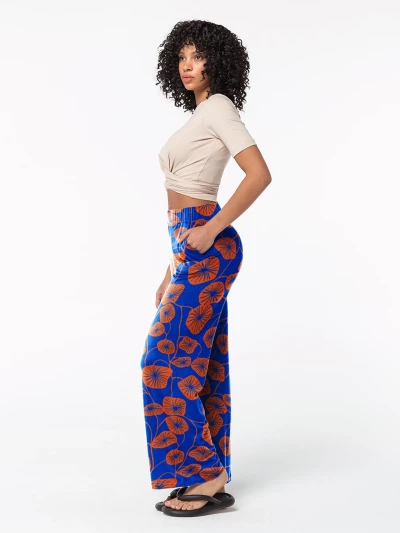 Flora Blue Long Loose Pants