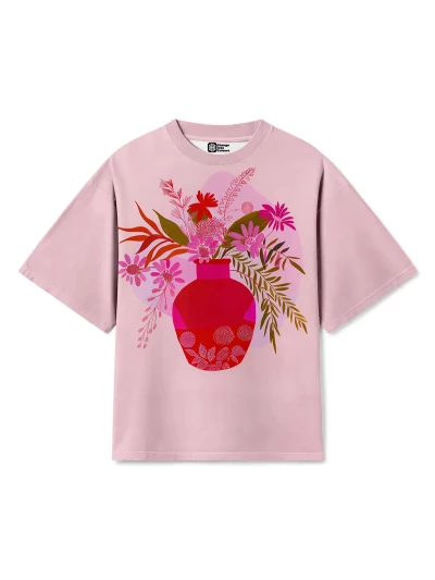 Pinky Bouquet Womens Oversize T-shirt