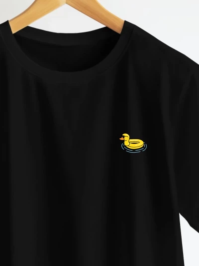 Duckboy Womens black T-shirt close up