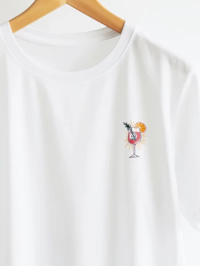 Aperol white womens cotton t-shirt close up