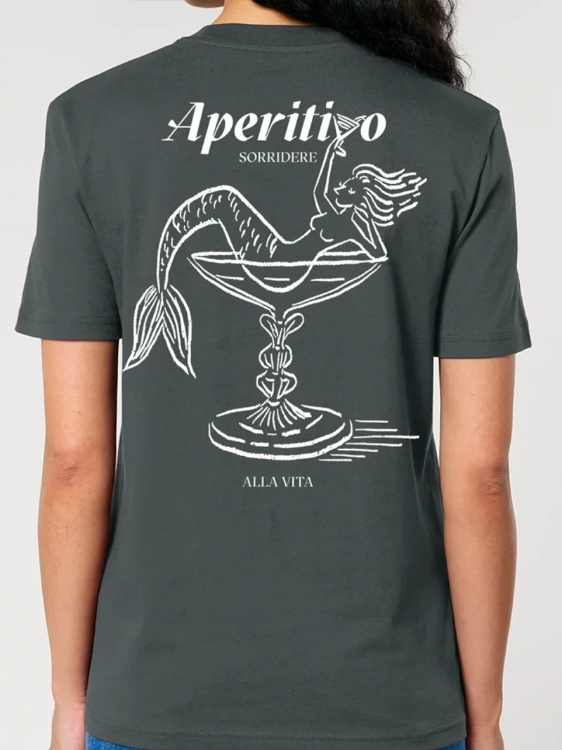 Aperitivo anthracite womens cotton t-shirt back