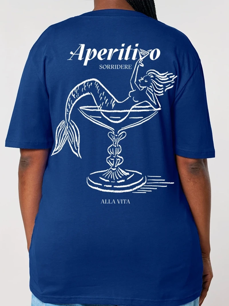 Aperitivo navy womens cotton t-shirt back