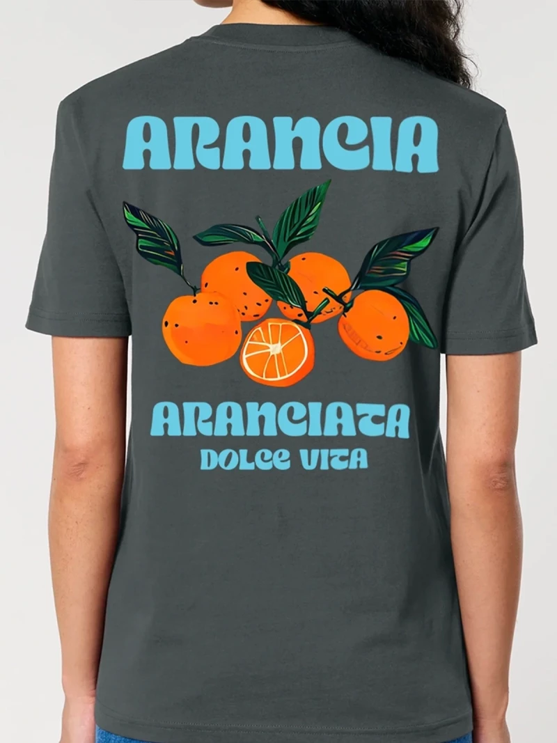 Arancia anthracite womens cotton t-shirt back