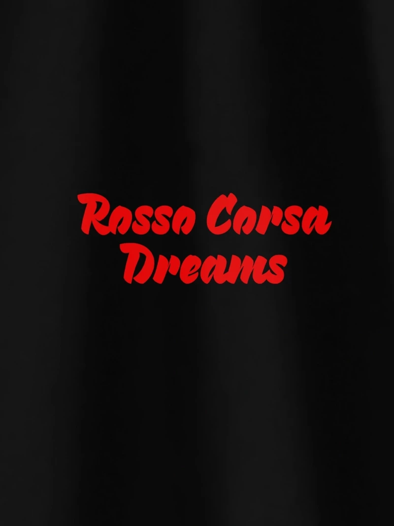 Rosso Corsa black t-shirt close up