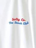 Salty Co white t-shirt close up