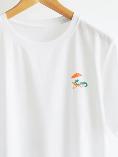 Crocodiles white t-shirt close up