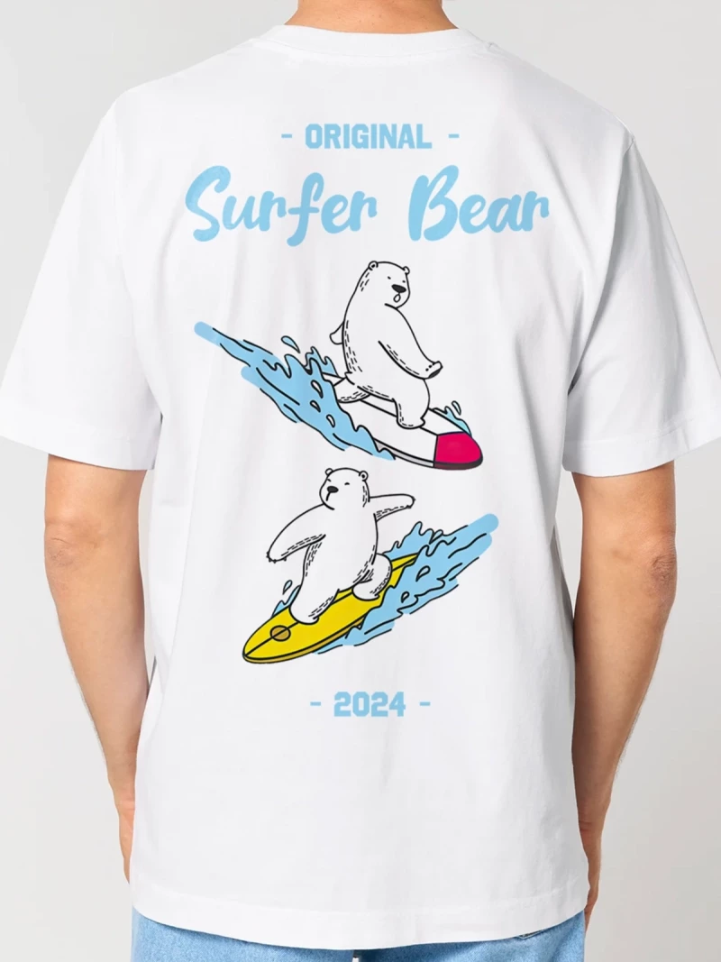 Surfer Bear mens t-shirt back