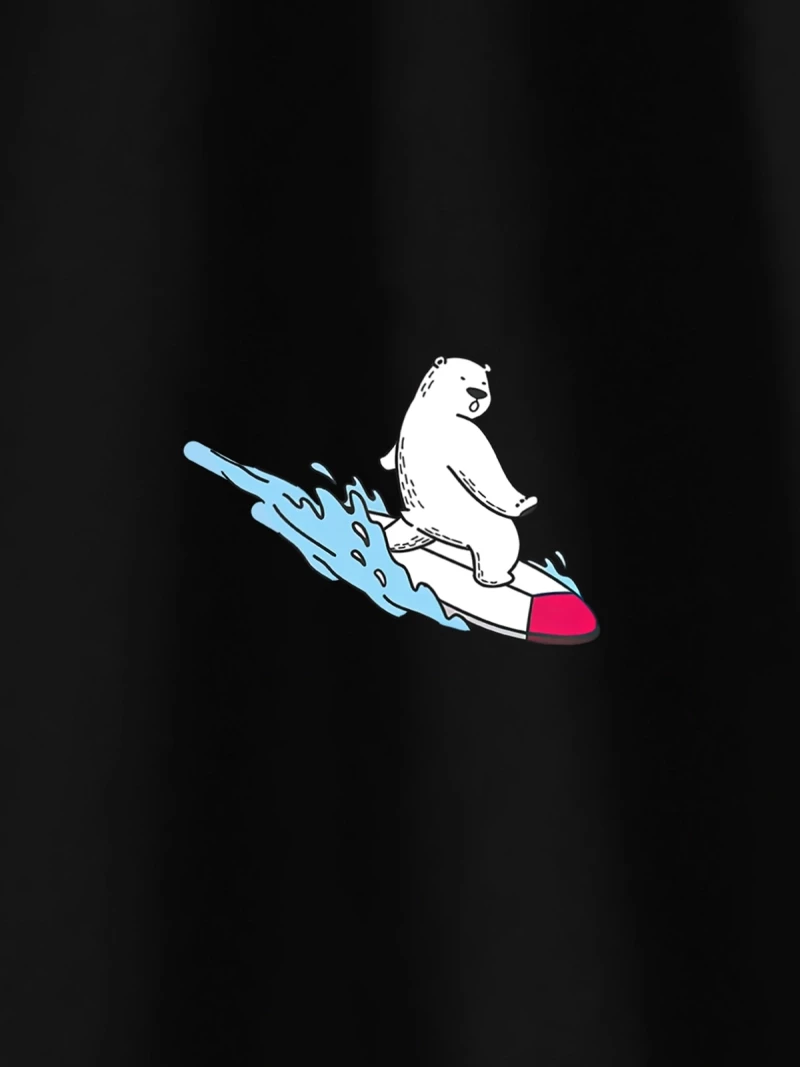 Surfer Bear T-shirt close up