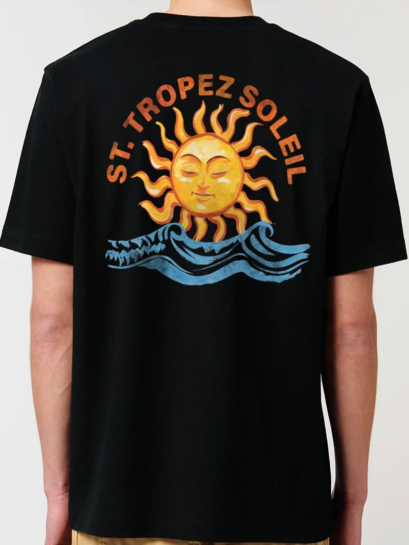 Saint Tropez Soleil mens black t-shirt back