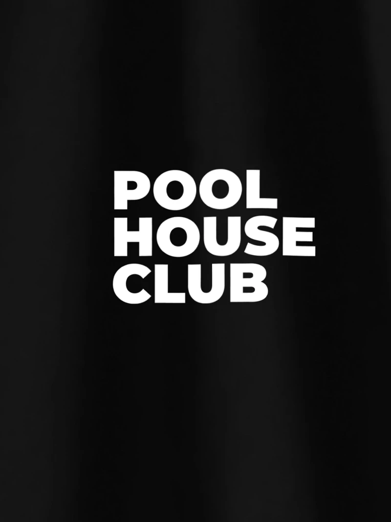 Pool House Club black t-shirt close up