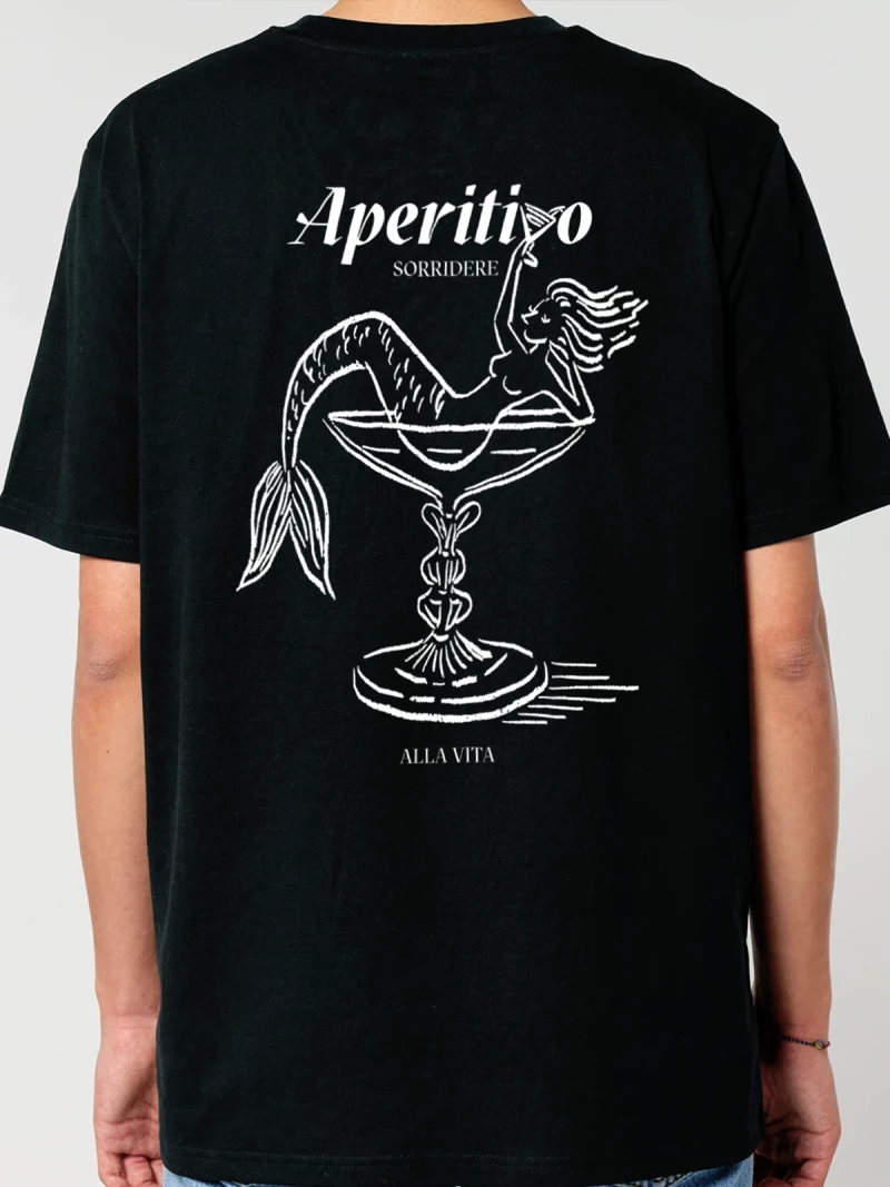 Aperitivo mens black cotton t-shirt back