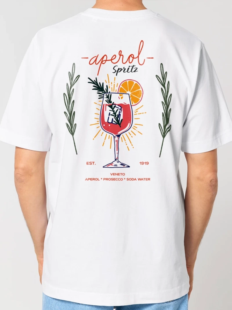 Aperol white mens cotton t-shirt back