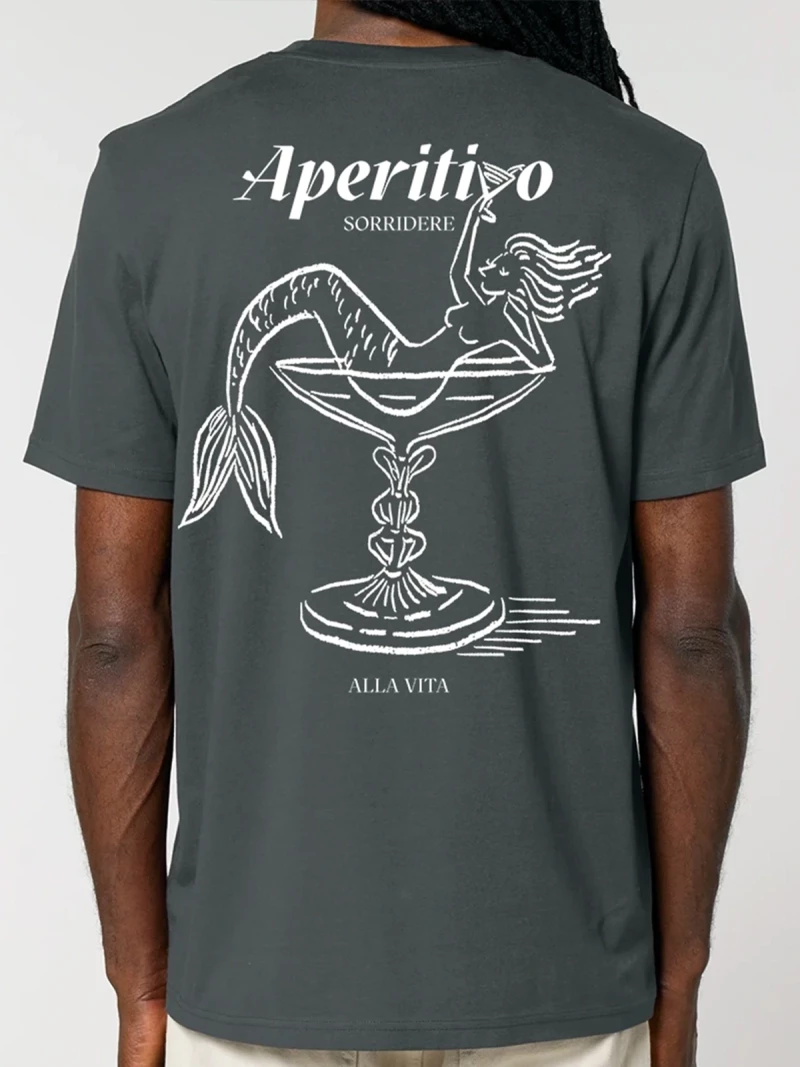 Aperitivo anthracite mens cotton t-shirt back