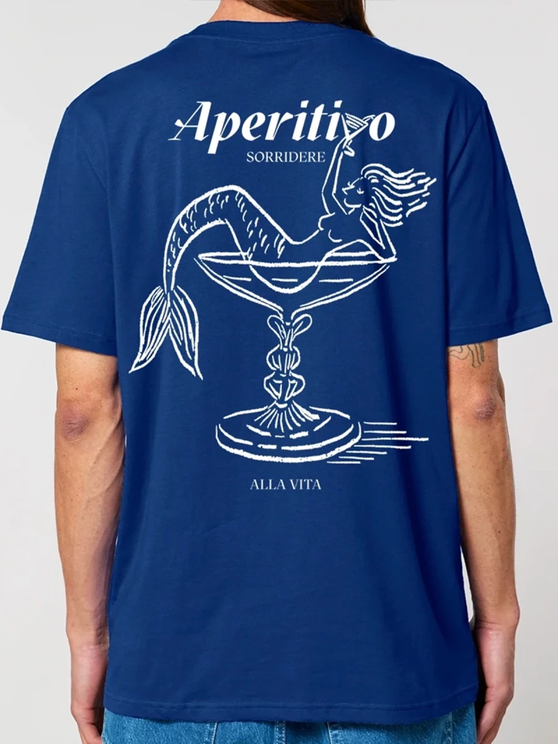 Aperitivo navy mens cotton t-shirt back